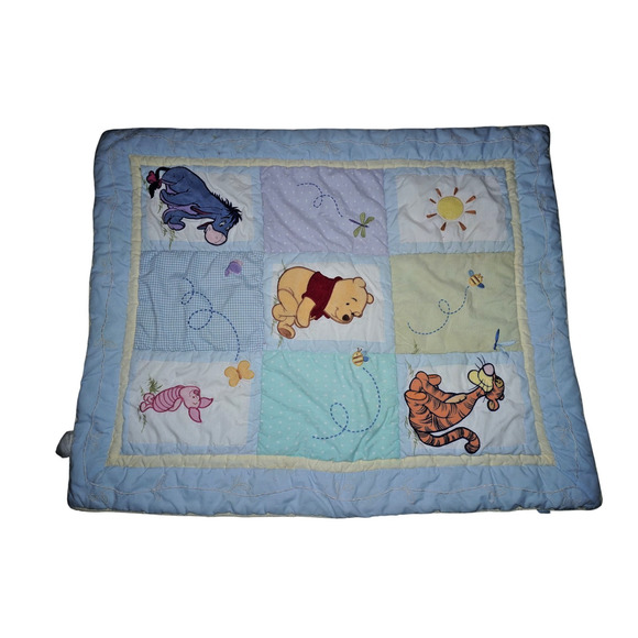 Vintage Sears Winnie the Pooh Baby Quilt Blanket – Disney Embroidered Patchwork - Picture 2 of 16